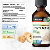 Lions Mane Liquid Extract - Mushroom Supplement for Cognitive Functions Support - Lion's Mane Tincture - Organic and Vegan Drops - Natural Cognitive Function Booster 2 Fl.Oz.