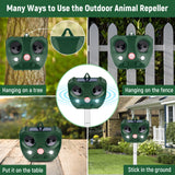 Protecker Ultrasonic Animal Repellent Outdoor,Solar Cat Repellent Outdoor with Motion and Light Sensor and Sound,Cat Bird Deer Squirrel Ultrasonic Animal Pest Repeller Deterrent Devices for Yard