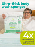 Nurture Valley Sponge Bath Wipes - Large Disposable Wash Cloths for Adults, Seniors, Bedridden, Home Care | Post Surgery Cleansing, Elderly or Disabled Patients | No Rinse Camping Travel Essentials
