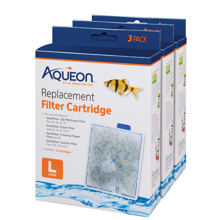 Aqueon Aquarium Fish Tank Replacement Filter Cartridges Large - 9 pack