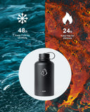 BUZIO Vacuum Insulated Stainless Steel Water Bottle 64oz (Cold for 48 Hrs/Hot for 24 Hrs) BPA Free Double Wall Travel Mug/Flask for Outdoor Sports Hiking, Cycling, Camping, Running