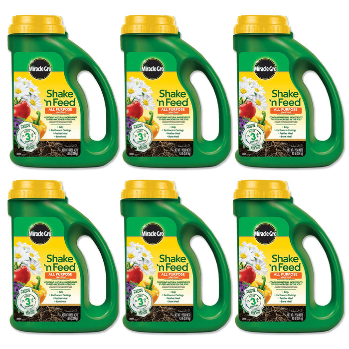 Miracle-Gro Shake 'N Feed All Purpose Plant Food, Plant Fertilizer, 4.5 lbs. (6-Pack)