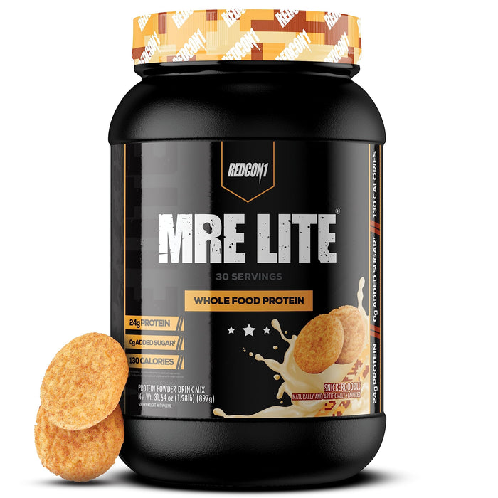 REDCON1 MRE Lite Whole Food Protein Powder, Snickerdoodle - Low Carb & Whey Free Meal Replacement with Animal Protein Blends - Easy to Digest Supplement Made with MCT Oils (30 Servings)