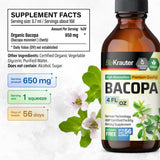 BIO KRAUTER Bacopa Monnieri Organic Tincture - Cognitive Health Support Liquid Supplement - Organic Bacopa Herbal Extract - Alcohol & Sugar Free Vegan Drops 4 Fl.Oz.