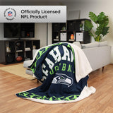 FOCO Seattle Seahawks NFL Team Property Of Sherpa Fleece Blanket