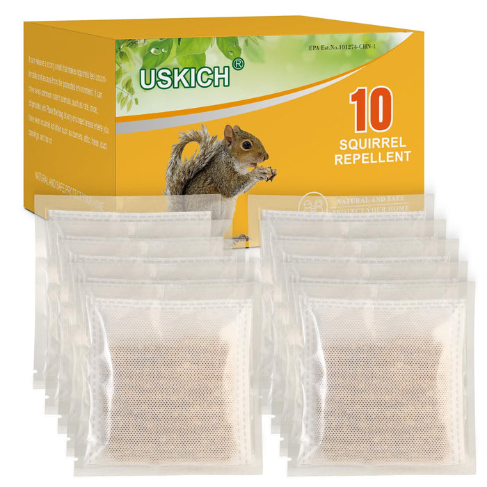 10Pack Squirrel Repellent Outdoor, Chipmunk Repellent Outdoor,Rodent Repellent,Squirrel Repellent for Attic and Cars Engines, Ultra Powerful Squirrel Deterrent Keep Squirrels Out of Garden