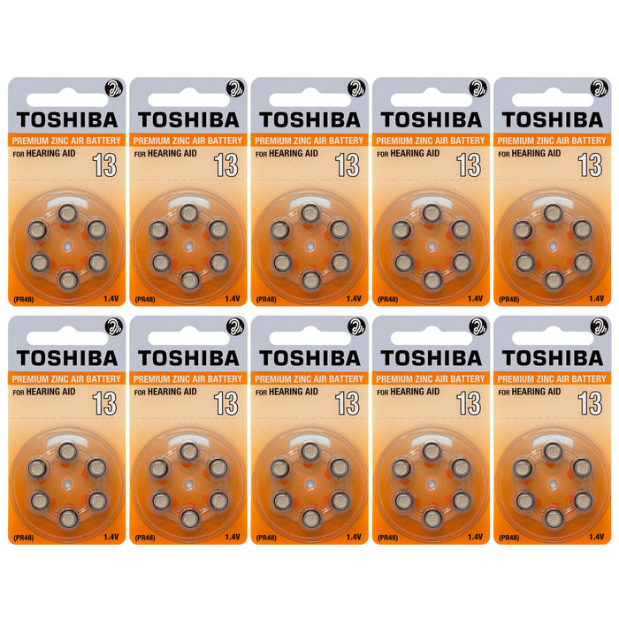 Toshiba Hearing Aid Batteries Size 13, PR48, (60 Batteries)