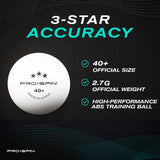 PRO SPIN Ping Pong Balls - White 3-Star 40+ Table Tennis Balls (Pack of 24) | High-Performance ABS Training Balls | Ultimate Durability for Indoor/Outdoor Ping Pong Tables