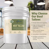 Stellar - Beef Tallow - 100% Grass-Fed & Finished - Good for Cooking, Baking and Frying - Food Grade - 5 LBS