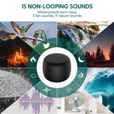 White Noise Machine Babelio Mini Sound Machine for Adults Kids Baby | 15 Non-looping Sounds | Timer | Easy to Pocket and Travel - Black (Pack of 2)