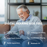 DiggingSound Hearing Aids, Rechargeable Hearing Aids for Seniors with Noise Canceling Bluetooth Hearing Amplifier Aid for Watching TV, Calls, Music