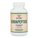 Serrapeptase 240,000 SPU Max Potency (120 Veggie Capsules) Proteolytic Enzyme for Sinus, Respiratory and Joint Health (Manufactured and Tested in The USA, Gluten Free, Vegetarian Safe) by Double Wood