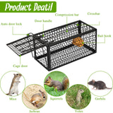 Humane Rat Trap Chipmunk Rodent Trap Mouse Trap Squirrel Trap Small Live Animal Trap Mouse Voles Hamsters Live Cage Rat Mouse Cage Trap for Mice Easy to Catch and Release (Black,2 Pcs)