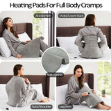 JKMAX Electric Heating Pad for Back/Neck/Shoulder/Leg Pain Relief with 10 Heat Settings, (20" x 24") Large Heating Pads for Cramps, Auto Shut-Off, Moist Dry Heat Options, Machine Washable Grey