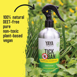 TICK BAN Yaya Organics All Natural Extra Strength Tick Repellent DEET Free - 16 Ounce Spray Bottle