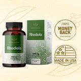 HERBAMAMA Rhodiola Rosea Capsules - Organic Rhodiola Rosea Herb Supplement - Rhodiola Root Pills - 1000mg, 100 Caps