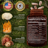 VitaUp Lions Mane Supplement Capsules - USA Made Mushroom Supplement Capsules 1330mg - Lion's Mane Mushroom Complex - Brain Supplement for Memory & Focus - 120 Count
