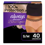 Always Discreet Boutique Adult Incontinence & Postpartum Underwear for Women, Disposable, Maximum Protection, Peach, Small/Medium, 20 Count x 2 Pack (40 Count total)
