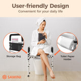 Toilet Seat Risers, Raised Toilet Seat Riser with Handles Elevated Over Toilet Stand Alone Elongated for Seniors Handicap Elderly Disabled Pregnant, Adjustable Size Fit Any Toilet