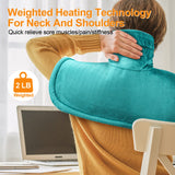 Heating Pad for Neck and Shoulders, 2lb Weighted Neck Heating Pad for Back Pain Relief, 6 Heat Settings 4 Auto-Off, Gifts for Women Men Mom for Christmas, Birthday, Mothers Day,17"x23" Blue