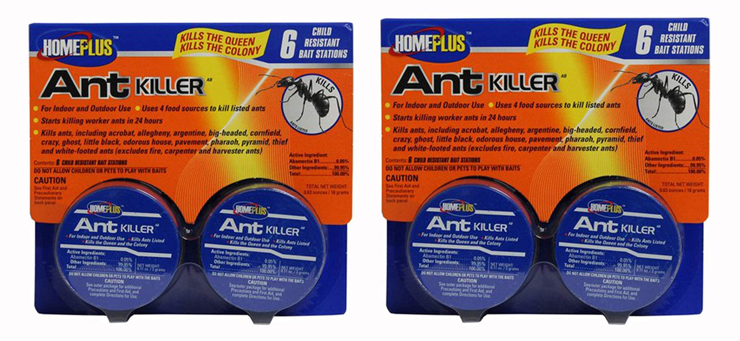 Homeplus Ant Killer Child Resistant Bait Stations, 6 Count, 2 Pack, 12 Total