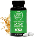 Happy Healthy Hippie Sea Moss Capsules (Potent Gel Capsules) 3,000 mg | Immune & Energy Boost | Irish Sea Moss Gel Capsules for Digestive & Thyroid Support, 60 Count