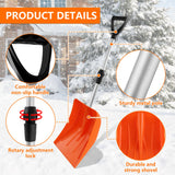 2 Pack Kids Snow Shovel, Adjustable Snow Shovels 27.5-35.5 inch with Non-Slip Handle, Durable Portable Shovel for Snow Driveway Vehicle Road Beach (Orange & Blue)