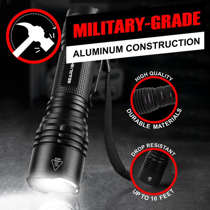 GearLight LED Tactical Flashlights High Lumens - Mini Flashlights for EDC Carry - Compact Powerful Emergency Flashlights Made from Military-Grade Aluminum - Drop Resistant and Water Resistant