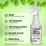 Mighty Mint - 16oz Spider Repellent Peppermint Oil - Natural Spray for Spiders and Insects - Killer + Deterrent