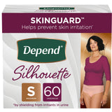 Depend Silhouette Adult Incontinence and Postpartum Underwear for Women, Small, Maximum Absorbency, Pink, 60 Count (2 Packs of 30), Packaging May Vary