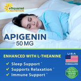 aSquared Nutrition Apigenin 50mg & L-Theanine 200mg - 120 Capsules - Apigenin Supplement Pills for Sleep and Relaxation - Natural Bioflavonoid Extract Found in Chamomile Tea