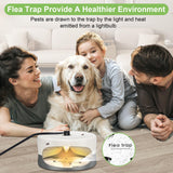 KILSACO Flea Trap 2 Packs - Premium Flea Traps, Natural and Child-Friendly Indoor Flea Control for Your Home with 5 Glue Disc Refills and 5 Lightbulbs