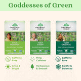 Organic India Tulsi Green Herbal Tea - Holy Basil, Vegan, USDA Certified Organic, Premium Darjeeling Green Tea, Caffeinated - 18 Infusion Bags, 3 Pack