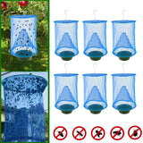 Ranch Fly Traps Outdoor Hanging Stable Fly Trap Reusable Fly Killer Cage Fly Catcher Bag with Bait Tray,Fly Repellent for Outdoor and Indoor Hanging Farms,Stable,Garden,Orchard,Park (Blue)