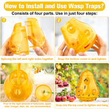 Wasp Traps Outdoor Hanging, Bee Traps Repellent Yellow Jacket Catchers Killer for Outside, Hornet Deterrent Non-Toxic Reusable Hanging Wasp Traps Pear Shape (2 Pack, Orange)