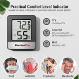 ThermoPro TP49 3 Pieces Digital Hygrometer Indoor Thermometer Humidity Meter Mini Hygrometer Thermometer with Temperature and Humidity Monitor Room Thermometer, Black