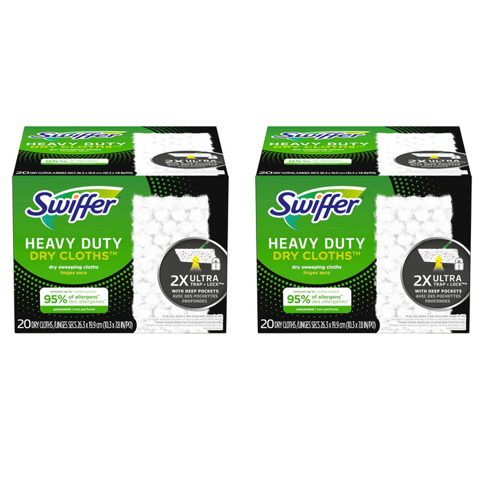 Swiffer Sweeper Heavy Duty Mop Pad Refills for Floor Mopping and Cleaning, All Purpose Multi Surface Floor Cleaning Product, 20 Count, 2 Pack