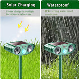 2 Packs Solar Ultrasonic Pest Animal Repeller, Deer Repellent Devices with Motion Sensor, Outdoor Waterproof Deterrent Repel Deer, Cat, Dog, Raccoon, Fox, Skunk, Rabbit, Squirrel for Garden, Yard