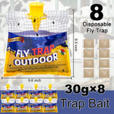 Fly Traps Outdoor Fly Trap Hanging with 30g Fly Bait, Natural Pre-Baited Fly Bags Outdoor Disposable Stable Horse Ranch Fly Trap Bag Fly Catchers Killer Outdoor 8 Pack