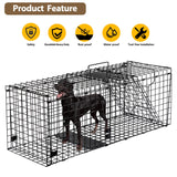 Toriexon Large Live Catch Animal Traps Black 42 X15 X17 Inch, Easy to Set and Release Live Animal Trap, Collapsible Large Animal Catcher Cage for Large Dogs, Foxes