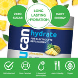 UCAN Hydrate, Pineapple, Keto, Sugar-Free Electrolyte Replacement for Men & Women, Non-GMO, Vegan, Gluten-Free, Great for Runners, Gym-Goers and High Performance Athletes | 30 Servings (3.15 Ounces)