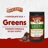 Barlean's Chocolate Greens Powder, Daily Fruits & Veggies Superfood Supplement, Green Antioxidant Blend & Fiber Super Power Smoothie Mix, 9.52 oz