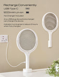 Rotating Head Rechargeable Fly Swatter Electric Fly Swatter Racket Bug Zapper Racket Indoor Bug Zapper Indoor Fly Zapper Repellent Fruit Fly Trap Mosquito Zapper, with a Telescopic Extension