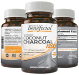PURELY beneficial Activated Coconut Charcoal 1200mg, 180 Capsules - Pills for Digestive System, Bloating, Vegan (1bottle)