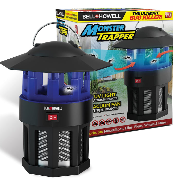 Bell+Howell Monster Trapper 1923 Vacuum-Based Trap for Bugs and Insects, No Zapping Noise, Whisper-Quiet, 100% Chemical-Free, Pest Killer As Seen On TV, 8.5" x 7.5"