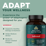 Ancient Nutrition Adrenal Support with Ashwagandha Supplement, Helps Reduce Stress & Fatigue, Paleo and Keto Friendly, Gluten Free, 1300mg, 60 Capsules