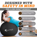 SmarterLife Workout Exercise Ball for Fitness, Yoga, Balance, Stability, or Birthing, Great as Yoga Ball Chair for Office or Exercise Gym Equipment for Home, Non-Slip Design (65 cm, Black)