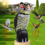 Mageloly Fake Owls Decoys to Scare Birds Away, Owl Control, Solar Owl Bird Deterrent Bird Control and Pigeon Deterrent Outdoor Rotating Head Sculpture with Flashing Eyes Yard