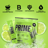 PRIME HYDRATION+ Sticks LEMON LIME | Hydration Powder Single Serve Sticks | Electrolyte Powder On The Go | Low Sugar | Caffeine-Free | Vegan | 16 Sticks