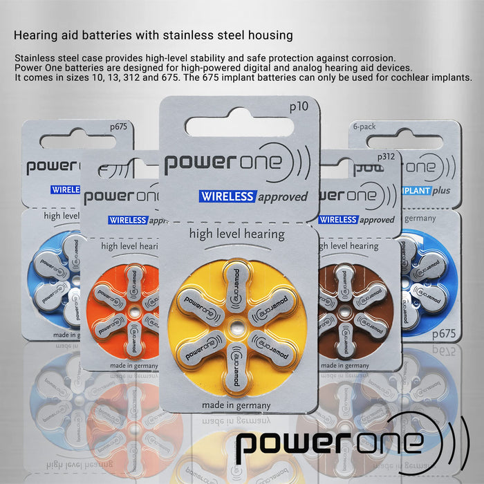 Power One Size 312 Zinc Air Hearing Aid Batteries No Mercury (42 batteries)